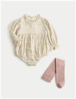 2pc Floral Bodysuit & Tights Set (0-3 Yrs)