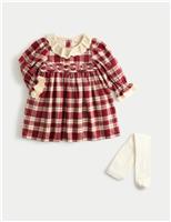 2pc Checked Dress & Tights Set (0-3 Yrs)