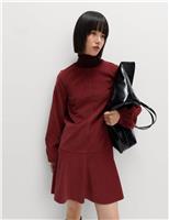 Corduroy Round Neck Mini Drop Waist Dress