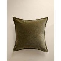 M&S Pure Cotton Velvet Cushion Olive