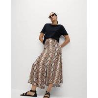 Snake Print Asymmetric Midaxi A-Line Skirt