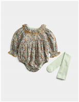 2pc Ditsy Print Bodysuit & Tights Set (0-3 Yrs)