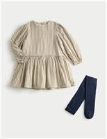 2pc Cotton Rich Striped Dress & Tights Set (1-10 Yrs)