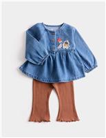 2pc Denim Top & Kickflare Leggings Outfit (0-3 Yrs)
