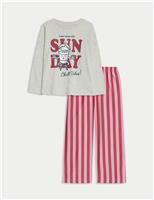 Pure Cotton Graphic Striped Pyjamas (1-8 Yrs)