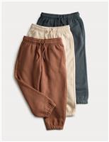 3pk Cotton Rich Plain Joggers (2-8 Yrs)