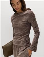 Velvet Smocked Long Sleeve Top