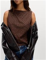 Cotton Rich Embellished Slash Neck Vest