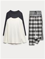 2pk Pure Cotton Checked Pyjama Sets (6-16 Yrs)