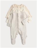 3 Pack Pure Cotton Winnie the Pooh Sleepsuits (0-3 Years)