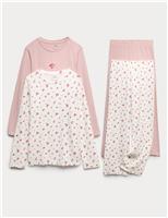Kids 2pk Floral Ribbed Pyjama Sets (1-16 Yrs)