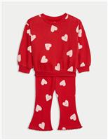2pc Cotton Rich Heart Top & Bottom Outfit (0-6 Yrs)