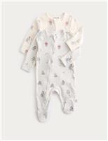 2 Pack Cotton Rich Paddington Sleepsuits (6lbs-3 Yrs)