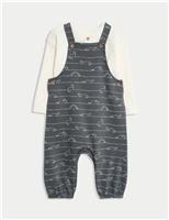 2pc Cotton Rich Jersey Dino Dungaree Outfit (0-3 Yrs)