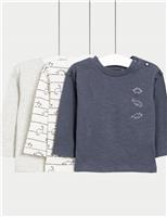 3pk Pure Cotton Dinosaur Long Sleeve T-Shirts (0-3 Yrs)