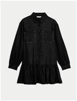 Stud Pocket Shirt Dress (6-16 Yrs)