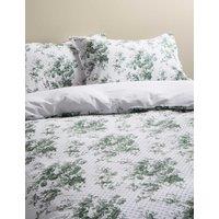 M&S Pure Cotton Sabrine Floral Dobby Bedding Set Teal