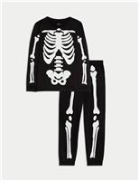 Pure Cotton Glow in the Dark Skeleton Pyjamas (1-16 Yrs)