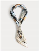 Pure Silk Leaf Print Scarf