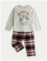 Pure Cotton Star Graphic Checked Pyjamas (12 Mths-8 Yrs)