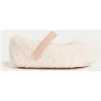 M&S Baby Borg Ballet Pram Shoes (0-18 Mths) Ecru