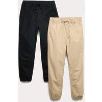 M&S 2 Pack Pure Cotton Ripstop Trousers (6-16 Yrs) Stone Mix