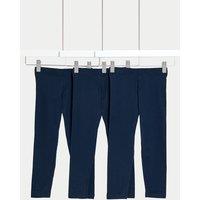 M&S 3 Pack Cotton Rich Leggings (2-8 Yrs) Navy Mix