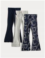 3pk Cotton Rich Flared Leggings (2-8 Yrs)