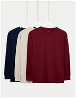 3pk Pure Cotton Long Sleeve Tops (6-16 Yrs)