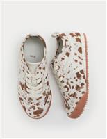 Kids Cow Print Slim Sole Trainers (4 Small - 2 Large)