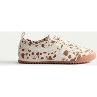 M&S Kids' Cow Print Slim Sole Trainers (3 Large - 7 Large) Brown Mix
