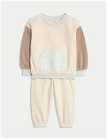 2pc Cotton Rich Crew Neck Colour Block Tracksuit