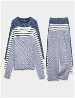 3pk Cotton Rich Striped Floral Pyjama Sets (12 Mths - 16 Yrs)