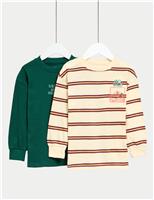 2 Pack Pure Cotton Textured Long Sleeve Tops (2-8 Yrs)