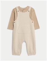2pc Pure Cotton Striped Dungarees Outfit (0-3 Yrs)