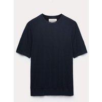 Autograph Pure Extra Fine Merino Wool Crew Neck T-Shirt Dark Navy