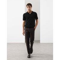 Autograph Pure Extra Fine Merino Wool Knitted Polo Shirt Black