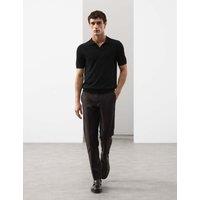 Autograph Pure Extra Fine Merino Wool Knitted Polo Shirt Black