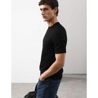 Autograph Pure Extra Fine Merino Wool Crew Neck T-Shirt Black