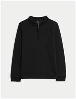 Cotton Blend Pique Half Zip Polo Shirt (6-16 Yrs)