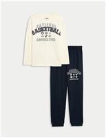 Pure Cotton Basketball Logo Pyjamas (6-16 Yrs)