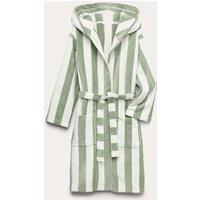 M&S Pure Cotton Striped Hooded Robe (9 Mths-10 Yrs) Green Mix