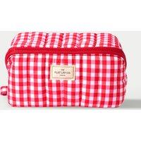 Flat Lay Makeup Box Bag - Red Gingham Marshmallow