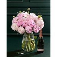 M&S Flower Market British Pink Peony Bouquet with Sparkling Ros Wine
