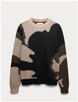 Merino Wool Rich Patterned Jumper with Mohair