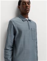 Pure Cotton Textured Half Zip Sweatshirt