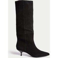 Suede Kitten Heel Pointed Knee High Boots