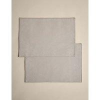 M&S Set of 2 Cotton with Linen Embroidered Edge Placemats Natural