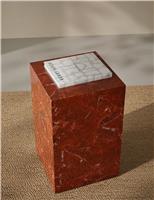 Blithe Red Marble Effect Side Table