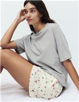 Pure Cotton Printed Shortie Set with Eye Mask